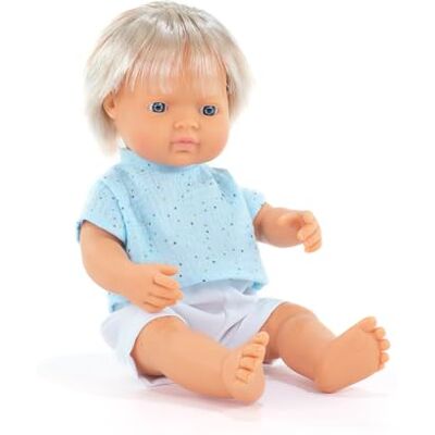 Miniland My Friends & Me Kaukasische blonde pop, 38 cm Miniland My Friends & Me Kaukasische blonde pop, 38 cm