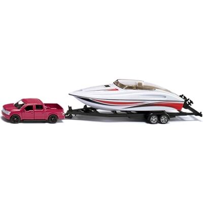 Siku 2568, Ford F150 US Police met motorboot, 1:55, metaal/kunststof, rood/wit, rubberen banden, drijvende speelgoedboot Siku 2568, Ford F150 US Police met motorboot, 1:55, metaal/kunststof, rood/wit, rubberen banden, drijvende speelgoedboot