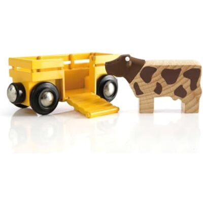Brio World 33406 – transportwagen vee – accessoires voor treinbaan van hout – met magnetische verbindingen – boerderijthema – speelgoed voor jongens en meisjes vanaf 3 jaar Brio World 33406 – transportwagen vee – accessoires voor treinbaan van hout – met magnetische verbindingen – boerderijthema – speelgoed voor jongens en meisjes vanaf 3 jaar