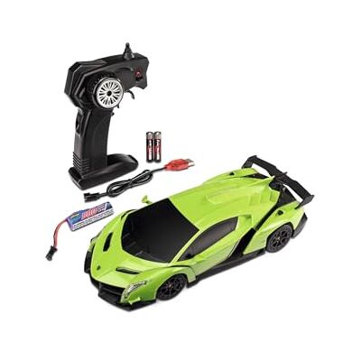 Carson Lamborghini Veneno 500404308 1:24 op afstand bestuurbare auto, 2,4 G, 100% RTR, groen, ledverlichting, rijduur ca. 60 minuten, radiografisch bestuurbare auto, 1:24, speelgoed Carson Lamborghini Veneno 500404308 1:24 op afstand bestuurbare auto, 2,4 G, 100% RTR, groen, ledverlichting, rijduur ca. 60 minuten, radiografisch bestuurbare auto, 1:24, speelgoed