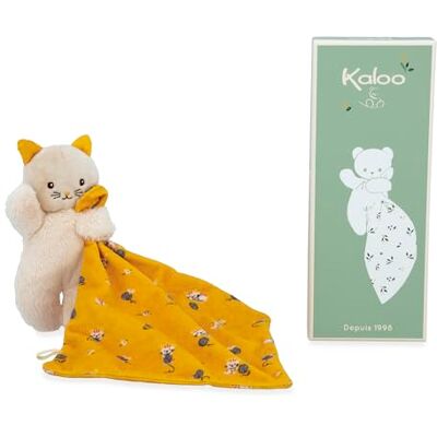 KALOO Vierkant zacht knuffeldier kat geel pluche baby vierkant 18 x 18 cm geel milieuvriendelijke materialen FSC geschenkdoos vanaf de geboorte, K226003 KALOO Vierkant zacht knuffeldier kat geel pluche baby vierkant 18 x 18 cm geel milieuvriendelijke materialen FSC geschenkdoos vanaf de geboorte, K226003