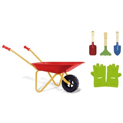 Klein Theo 7669 Kruiwagen voor kinderen met accessoires, metaal, maximale belasting 10 kg, robuust tuingereedschap, speelgoed voor kinderen vanaf 3 jaar Klein Theo 7669 Kruiwagen voor kinderen met accessoires, metaal, maximale belasting 10 kg, robuust tuingereedschap, speelgoed voor kinderen vanaf 3 jaar
