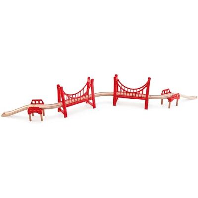Hape Speelgoed, dubbele brug, rood, voor treinbaan, speelgoed voor kinderen vanaf 3 jaar, dubbele houten brug, compatibel met traditionele merken voor treinspel van hout Hape Speelgoed, dubbele brug, rood, voor treinbaan, speelgoed voor kinderen vanaf 3 jaar, dubbele houten brug, compatibel met traditionele merken voor treinspel van hout