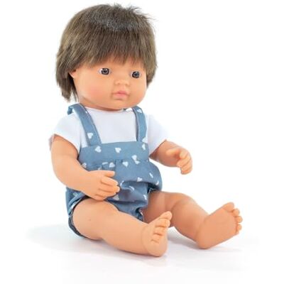 Miniland My Friends & Me Kaukasische pop, bruin, 38 cm Miniland My Friends & Me Kaukasische pop, bruin, 38 cm