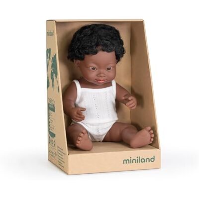 Miniland Afrikaanse jongen 38 cm met Down-syndroom 31175 Miniland Afrikaanse jongen 38 cm met Down-syndroom 31175