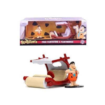 Jada Toys Les Flintstones 253253002 metalen auto in schaal 1:32 met stenen figuur uit de collectie, meerkleurig Jada Toys Les Flintstones 253253002 metalen auto in schaal 1:32 met stenen figuur uit de collectie, meerkleurig