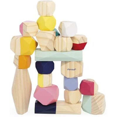 Janod Stapelstenen van hout Sweet Cocoon collectie Watergeschilderd speelgoed voor de eerste leeftijd Stapelspeelgoed Fijne motoriek en concentratie leren Vanaf 2 jaar, J04401 Janod Stapelstenen van hout Sweet Cocoon collectie Watergeschilderd speelgoed voor de eerste leeftijd Stapelspeelgoed Fijne motoriek en concentratie leren Vanaf 2 jaar, J04401