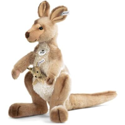 Steiff Kango de kangoeroe pluche dier met baby, schattige metgezel met kunststof ogen, kinderen, jongens en meisjes, 40 cm, beige, 064623 Steiff Kango de kangoeroe pluche dier met baby, schattige metgezel met kunststof ogen, kinderen, jongens en meisjes, 40 cm, beige, 064623