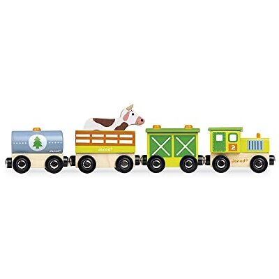 Janod Treinset van de boerderij Story 5 houten figuren Fantasiespeelgoed Boerderijdieren met voertuigen Compatibel met bestaande rails op de markt vanaf 3 jaar, J08578 Janod Treinset van de boerderij Story 5 houten figuren Fantasiespeelgoed Boerderijdieren met voertuigen Compatibel met bestaande rails op de markt vanaf 3 jaar, J08578