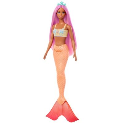 Barbie Zeemeerminnenpoppen met fantasiehaar en haarband, zeemeerminspeelgoed met bustiers geïnspireerd op schelpen en kleurrijke vinnen, HRR05 Barbie Zeemeerminnenpoppen met fantasiehaar en haarband, zeemeerminspeelgoed met bustiers geïnspireerd op schelpen en kleurrijke vinnen, HRR05