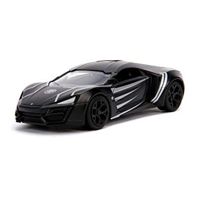 Jada Toys Marvel Black Panther Lykan Hypersport Autospeelgoed met deuren om te openen, rubberen banden, schaal 1:32, zwart Jada Toys Marvel Black Panther Lykan Hypersport Autospeelgoed met deuren om te openen, rubberen banden, schaal 1:32, zwart