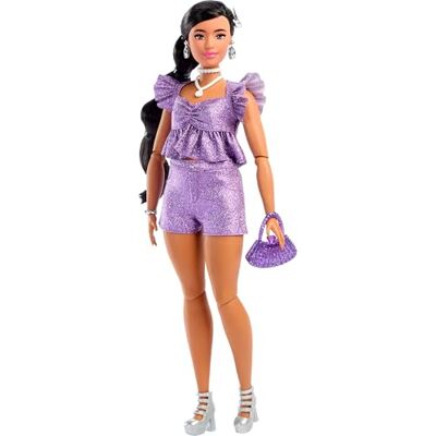 Barbie Deluxe stijl in paarse metallic outfit Barbie Deluxe stijl in paarse metallic outfit