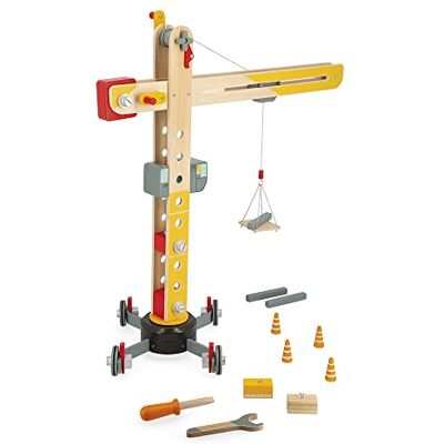 Janod Grote houten kraan 74 cm Imitatiespeelgoed Bouwspel 360° draaibaar en beweegbaar 12 accessoires inbegrepen FSC-gecertificeerd Vanaf 3 jaar, J06468, Geel Janod Grote houten kraan 74 cm Imitatiespeelgoed Bouwspel 360° draaibaar en beweegbaar 12 accessoires inbegrepen FSC-gecertificeerd Vanaf 3 jaar, J06468, Geel