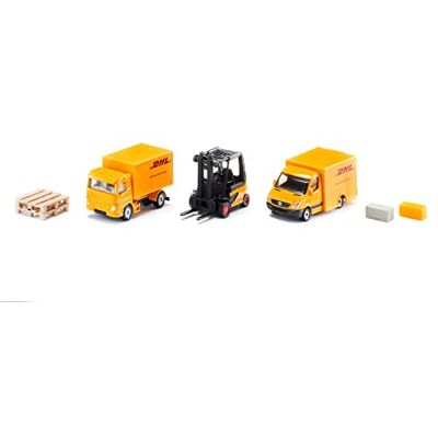 Siku 6335, DHL Logistiek Gift Box Inclusief Truck, Vorkheftruck, Pakket levering Truck, Pallets & Pakket, Metaal/Plastic, Geel, Beweegbare Onderdelen Siku 6335, DHL Logistiek Gift Box Inclusief Truck, Vorkheftruck, Pakket levering Truck, Pallets & Pakket, Metaal/Plastic, Geel, Beweegbare Onderdelen