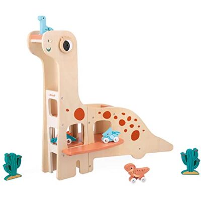 Janod Diplodocus Garage voor kinderen, 4 dino's om te duwen en 2 cactus, ontwikkelt de fijne motoriek, speelgoed van FSC-hout, vanaf 24 maanden, J05835, meerkleurig Janod Diplodocus Garage voor kinderen, 4 dino's om te duwen en 2 cactus, ontwikkelt de fijne motoriek, speelgoed van FSC-hout, vanaf 24 maanden, J05835, meerkleurig