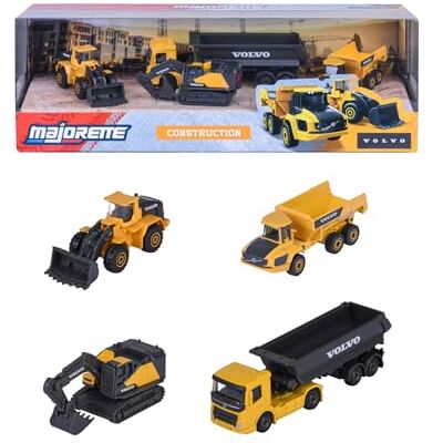 Majorette Volvo Construction Giftpack – bouwplaatsvoertuigen van metaal – schaal 1:64 – originele reproducties – 212057287, geel Majorette Volvo Construction Giftpack – bouwplaatsvoertuigen van metaal – schaal 1:64 – originele reproducties – 212057287, geel