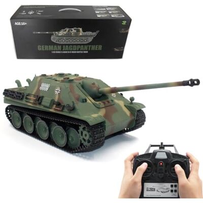 Palapozzy RC tank 1/16 voor volwassenen, Duitse Jagdpanther 2,4 G tank model met geluidsrookschieteffect, RC voertuigmodel voor militairliefhebbers (basisuitgave) Palapozzy RC tank 1/16 voor volwassenen, Duitse Jagdpanther 2,4 G tank model met geluidsrookschieteffect, RC voertuigmodel voor militairliefhebbers (basisuitgave)