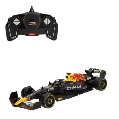 COLORBABY 41287 Rastar F1 Oracle Red Bull Racing RB18 op afstand bestuurbare auto, officiële licentie, schaal 1:18, Formule 1, radiografisch bestuurbaar voertuig, frequentie 2,4 GHz, 6 richtingen, radiografisch bestuurbaar speelgoed COLORBABY 41287 Rastar F1 Oracle Red Bull Racing RB18 op afstand bestuurbare auto, officiële licentie, schaal 1:18, Formule 1, radiografisch bestuurbaar voertuig, frequentie 2,4 GHz, 6 richtingen, radiografisch bestuurbaar speelgoed