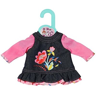 Zapf Creation Dolly Moda, Puppenjurk, Dolly Moda Jeansjurk Blumen 36 cm, jeansjurk met roze lange mouwen, 871508, Zapf Creation Dolly Moda, Puppenjurk, Dolly Moda Jeansjurk Blumen 36 cm, jeansjurk met roze lange mouwen, 871508,