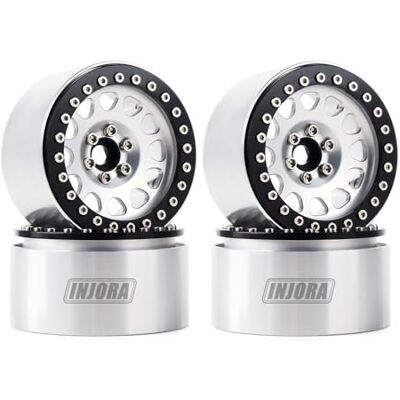 INJORA 4 stuks 2,2 wielen Beadlock RC metalen velg voor 1:10 RC Rock Crawler Axial SCX10 RR10 Wraith 90048 90018 Traxxas TRX4 (zwart en zilver) INJORA 4 stuks 2,2 wielen Beadlock RC metalen velg voor 1:10 RC Rock Crawler Axial SCX10 RR10 Wraith 90048 90018 Traxxas TRX4 (zwart en zilver)