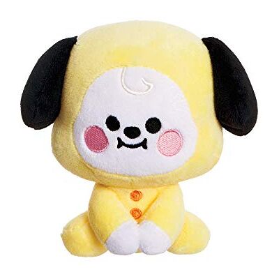 Aurora , 61377, BT21 Merchandise, Baby Chimmy zitpop, 12,7 cm, pluche, geel Aurora , 61377, BT21 Merchandise, Baby Chimmy zitpop, 12,7 cm, pluche, geel