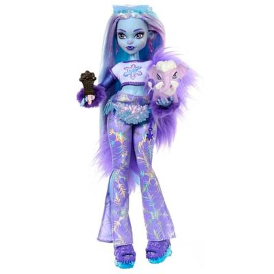 Monster Cable Abbey Bominable pop Yeti in paarse harige kleding met mammoet, 7 accessoires zoals rugzak, bril, HNF64 Monster Cable Abbey Bominable pop Yeti in paarse harige kleding met mammoet, 7 accessoires zoals rugzak, bril, HNF64