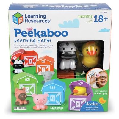Learning Resources Peekaboo Learning Farm Educatief spel voor peuters, 10-delige set met dierenvingerpoppen en stallen, leren van kleuren en cijfers, spel Learning Resources Peekaboo Learning Farm Educatief spel voor peuters, 10-delige set met dierenvingerpoppen en stallen, leren van kleuren en cijfers, spel