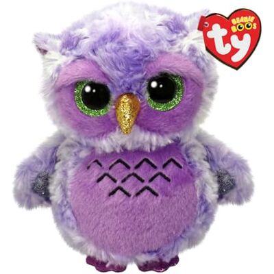 Ty Beanie Boos Owlivia de paarse uil met grote groene ogen en glitter, het pluche dier met grote glinsterende ogen 15 cm T37364 Ty Beanie Boos Owlivia de paarse uil met grote groene ogen en glitter, het pluche dier met grote glinsterende ogen 15 cm T37364