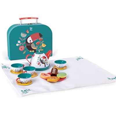 Hape Theetijd speelset met koffer, keukenaccessoires, ook voor onderweg Hape Theetijd speelset met koffer, keukenaccessoires, ook voor onderweg