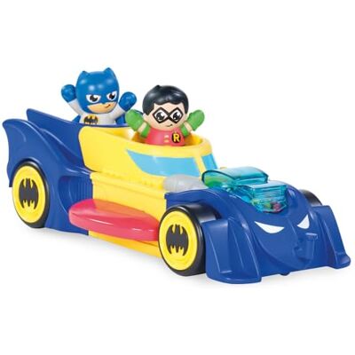 TOMY Toomies- DC Comics Batman E73262 3-en-1 transforme en Mini Batmobile et en Jet-Bruits au roulement-Propulsion grâce à Un mécanisme à Friction-À partir de 12 Mois, Multicolore TOMY Toomies- DC Comics Batman E73262 3-en-1 transforme en Mini Batmobile et en Jet-Bruits au roulement-Propulsion grâce à Un mécanisme à Friction-À partir de 12 Mois, Multicolore