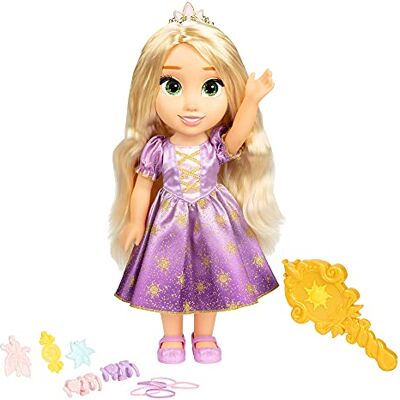 Disney Rapunzel pop, lichtgevende en zingende magische haarpop met accessoires voor meer spel, draag en deel de accessoires om grappige Hari-stijlen voor jou en Rapunzel te creëren Disney Rapunzel pop, lichtgevende en zingende magische haarpop met accessoires voor meer spel, draag en deel de accessoires om grappige Hari-stijlen voor jou en Rapunzel te creëren