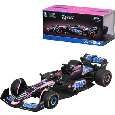 Bburago Formule 1 Alpine A524 (2024): miniatuurauto op schaal 1:43, bestuurder #31 Esteban Ocon, Window Box, 12,5 cm, zwart roze (18-38220O) Bburago Formule 1 Alpine A524 (2024): miniatuurauto op schaal 1:43, bestuurder #31 Esteban Ocon, Window Box, 12,5 cm, zwart roze (18-38220O)