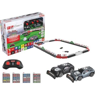 Carrera Bundesliga Soccer RC voertuig, speelplaats met 2 mini-RC-auto's, poorten, bal, stickers en strepen, raceactie ontmoet voetbal, voor kinderen vanaf 6 jaar Carrera Bundesliga Soccer RC voertuig, speelplaats met 2 mini-RC-auto's, poorten, bal, stickers en strepen, raceactie ontmoet voetbal, voor kinderen vanaf 6 jaar