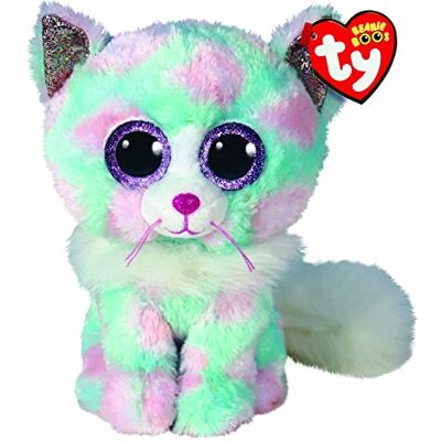 Ty 2008069 Beanie Boo's Kat Opal 15 cm, groen/roze Ty 2008069 Beanie Boo's Kat Opal 15 cm, groen/roze