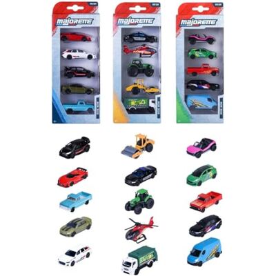 Majorette 5 speelgoedauto's 1 van de 4 verschillende sets, met vrijloop en licentie, miniatuurautoset in miniatuurformaat voor kinderen vanaf 3 jaar (elk 7,5 cm) Majorette 5 speelgoedauto's 1 van de 4 verschillende sets, met vrijloop en licentie, miniatuurautoset in miniatuurformaat voor kinderen vanaf 3 jaar (elk 7,5 cm)