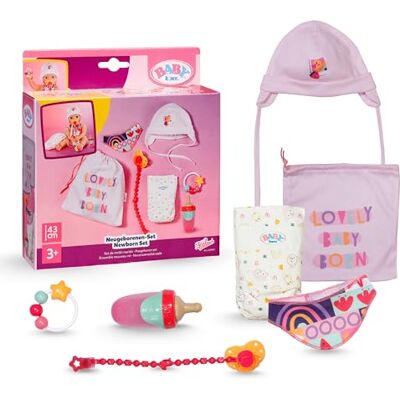 BABY born Pasgeboren babyset met muts, luier, rammelaar, halsdoek, fopspeen en fopspeenketting voor 43 cm grote pop, 837979 Zapf Creation BABY born Pasgeboren babyset met muts, luier, rammelaar, halsdoek, fopspeen en fopspeenketting voor 43 cm grote pop, 837979 Zapf Creation