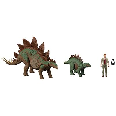 Mattel Jurassic World Classic Collection Jurassic World Dominion, Dr. Sarah Harding, groot en klein Stegosaurus, bewegende realist, op een schaal van 9,5 cm, vanaf 4 jaar Mattel Jurassic World Classic Collection Jurassic World Dominion, Dr. Sarah Harding, groot en klein Stegosaurus, bewegende realist, op een schaal van 9,5 cm, vanaf 4 jaar