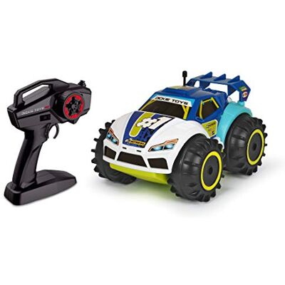 Dickie Toys RC Amphy Rider amfibie-voertuig, 2 kanalen, 4 wielen, 360 graden draaibaar, 20 cm, blauw/wit/geel Dickie Toys RC Amphy Rider amfibie-voertuig, 2 kanalen, 4 wielen, 360 graden draaibaar, 20 cm, blauw/wit/geel