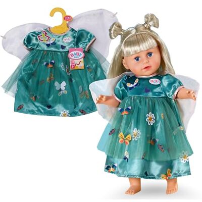 BABY born groene feeënjurk Met vlinderapplicaties & stoffen vleugels Hoogwaardige poppenaccessoires Kleding geschikt voor poppen van 43 cm BABY born groene feeënjurk Met vlinderapplicaties & stoffen vleugels Hoogwaardige poppenaccessoires Kleding geschikt voor poppen van 43 cm
