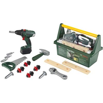 Klein Theo 8520 Bosch gereedschapskoffer, inclusief gereedschap en accessoires, accuschroevendraaier met licht- en geluidsfunctie, speelgoed voor kinderen vanaf 3 jaar Klein Theo 8520 Bosch gereedschapskoffer, inclusief gereedschap en accessoires, accuschroevendraaier met licht- en geluidsfunctie, speelgoed voor kinderen vanaf 3 jaar