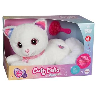 Gipsy Toys Cuty Bella Fashionista – interactief pluche dier kat Cuty Bella Fashionista – heel zacht dat oplicht op het ritme van mooie melodieën – 30 cm – wit/roze – Franse versie Gipsy Toys Cuty Bella Fashionista – interactief pluche dier kat Cuty Bella Fashionista – heel zacht dat oplicht op het ritme van mooie melodieën – 30 cm – wit/roze – Franse versie