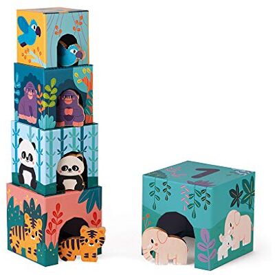 Janod Babypiramide van karton en houten figuren dieren speelgoed voor de eerste leeftijd educatief spel observatie en coördinatie WWF-partnerschap FSC-gecertificeerd karton vanaf 1 jaar Janod Babypiramide van karton en houten figuren dieren speelgoed voor de eerste leeftijd educatief spel observatie en coördinatie WWF-partnerschap FSC-gecertificeerd karton vanaf 1 jaar