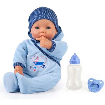 Bayer Design , 94683AA interactieve babypop, jongenspop, met functies en accessoires, 46 cm, blauw Bayer Design , 94683AA interactieve babypop, jongenspop, met functies en accessoires, 46 cm, blauw