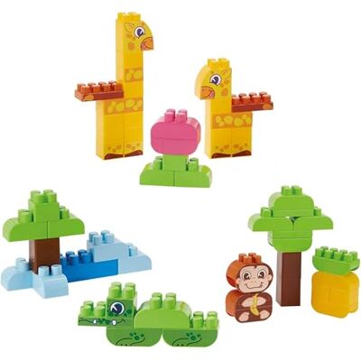 Ecoiffier Toys 1379 Jungle kist 200 stuks Abrick bouwspel voor kinderen vanaf 18 maanden gemaakt in Frankrijk Ecoiffier Toys 1379 Jungle kist 200 stuks Abrick bouwspel voor kinderen vanaf 18 maanden gemaakt in Frankrijk