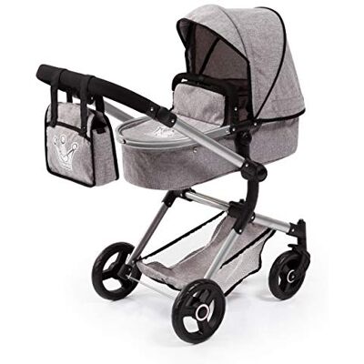 Bayer Design 18410AA Neo Vario poppenwagen, converteerbaar, opvouwbaar, verstelbaar, tas, modern, jeans-grijs Bayer Design 18410AA Neo Vario poppenwagen, converteerbaar, opvouwbaar, verstelbaar, tas, modern, jeans-grijs