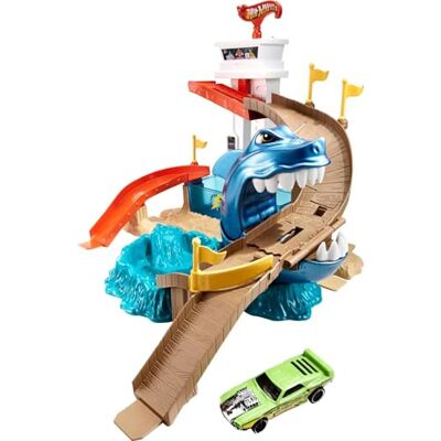 Hot Wheels BGK04 City Color Shifters Sharkport Showdown Speelset, Grote Speelset Inc. 1 Speelgoedauto En Starter, Meerkleurig Hot Wheels BGK04 City Color Shifters Sharkport Showdown Speelset, Grote Speelset Inc. 1 Speelgoedauto En Starter, Meerkleurig