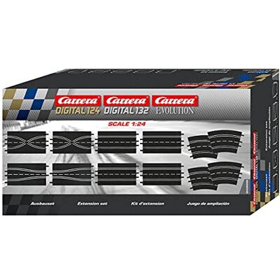 Carrera Evolution 20026956 rechte accessoires (2), spoorwissel (2), knelpunten (2), bochten 2/30° (4) demontagekit accessoires voor Carrera circuit kinderspeelgoed Carrera Evolution 20026956 rechte accessoires (2), spoorwissel (2), knelpunten (2), bochten 2/30° (4) demontagekit accessoires voor Carrera circuit kinderspeelgoed