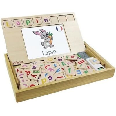 Lexibook , Bio Toys, School of Words, tweetalig Frans/Engels, houten spellen, 50 kaarten, alfabet, educatief spel, EDU100i1 Lexibook , Bio Toys, School of Words, tweetalig Frans/Engels, houten spellen, 50 kaarten, alfabet, educatief spel, EDU100i1