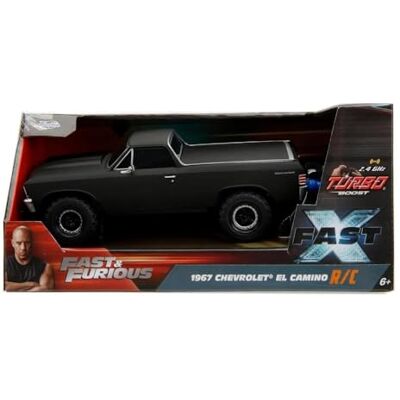 Jada Toys Fast and Furious RC 1967 Chevrolet EL Camino R/C (zwart) Fast & Furious 10, 1:24 (20 cm), 2,4 GHz, tot 8 km/u, speelgoedauto vanaf 6 Jada Toys Fast and Furious RC 1967 Chevrolet EL Camino R/C (zwart) Fast & Furious 10, 1:24 (20 cm), 2,4 GHz, tot 8 km/u, speelgoedauto vanaf 6