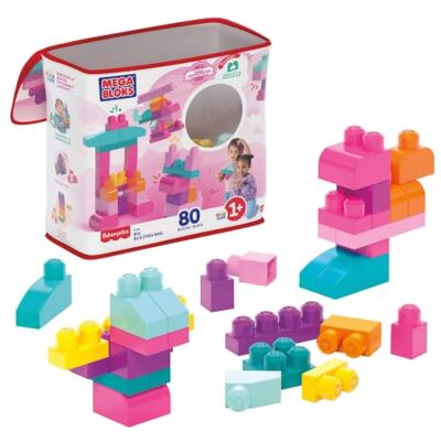 MEGA BLOKS Bakstenen Big Building Bag milieuvriendelijke tas bouwstenen speelgoed voor kinderen van 1 jaar oud, meerkleurig, 80 stuks, DCH62 MEGA BLOKS Bakstenen Big Building Bag milieuvriendelijke tas bouwstenen speelgoed voor kinderen van 1 jaar oud, meerkleurig, 80 stuks, DCH62